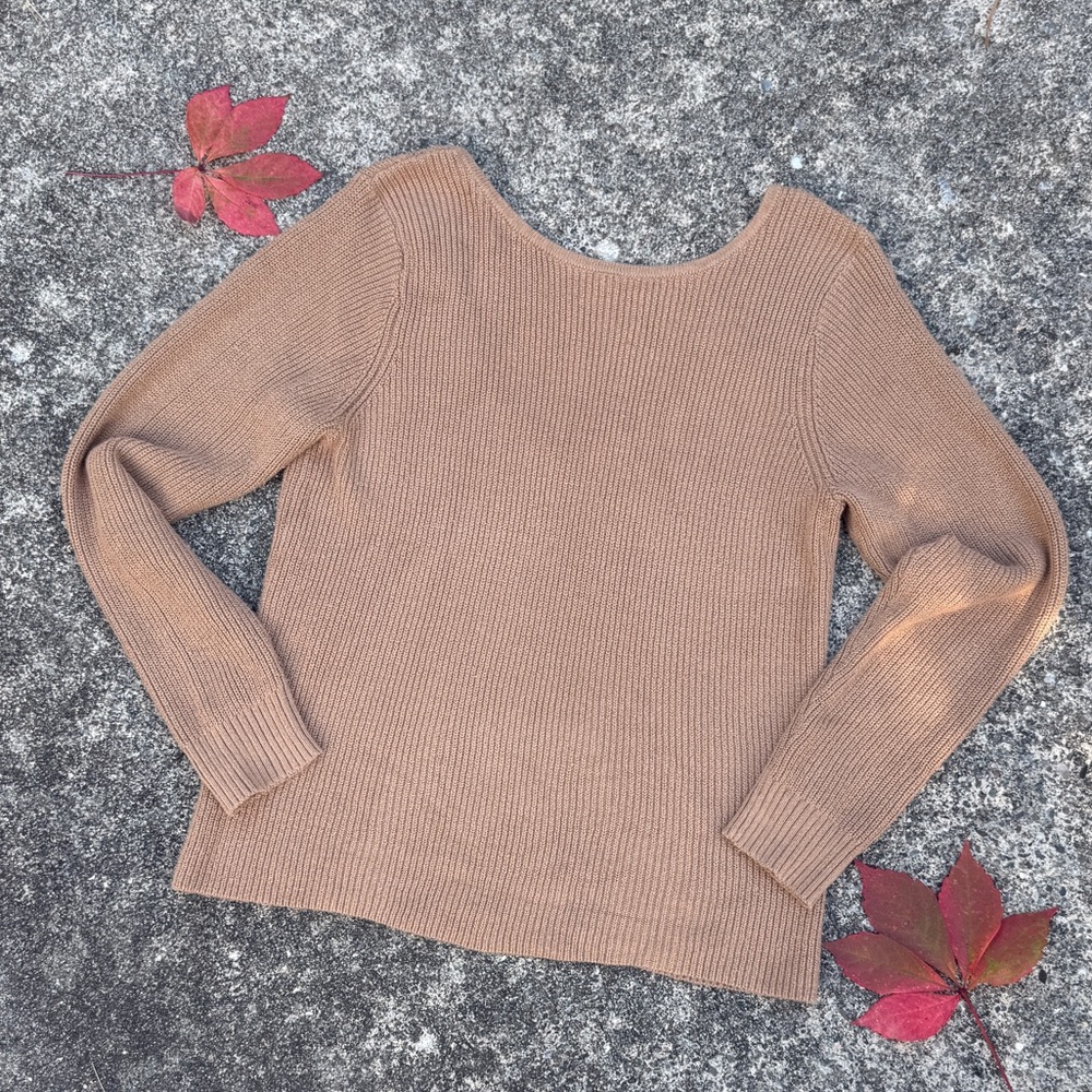 Women's Tan open V back Sweater by J.Crew size Medium